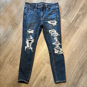 American Eagle Next Level Stretch Skinny Distressed Destroyed Jeggings Jeans
